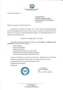 Convocazione Assemblea Iscritti per approvazione bilancio preventivo 2026